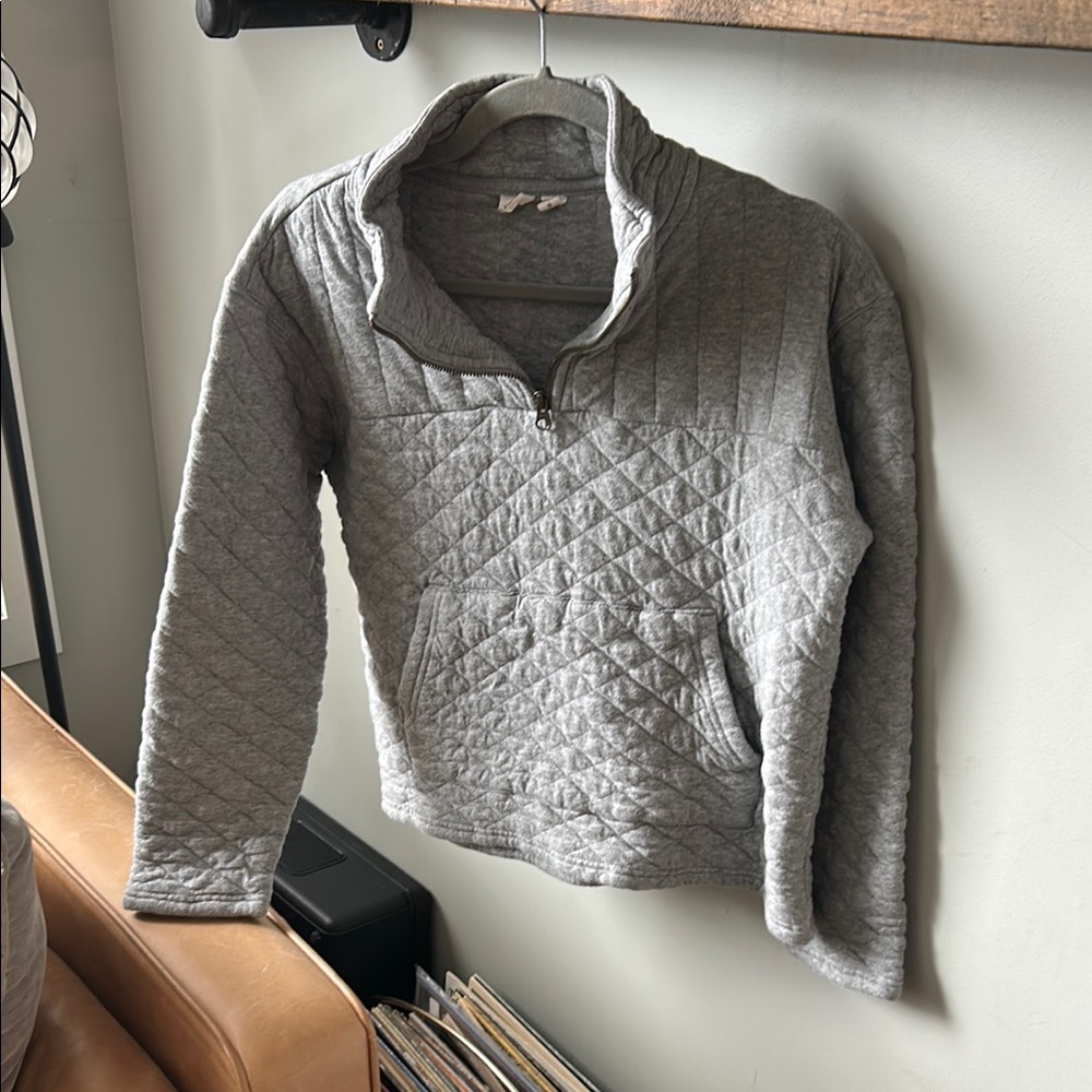 10 Tree Gray Quilted Women's Quarter Zip (1/4) Sweater
